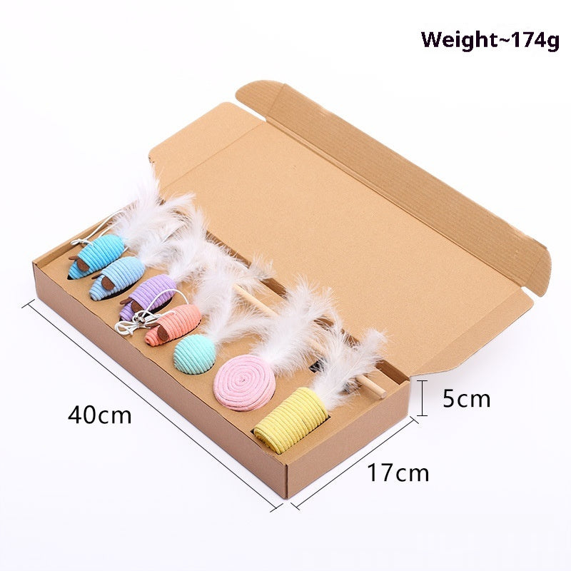 Cat Mouse Toy Gift Set – 7-Piece Cotton String Play Set