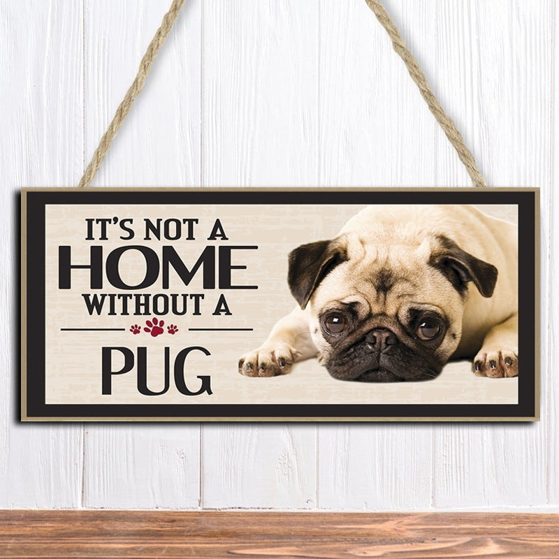 Wooden Dog Pet Hanging Rectangular Decoration