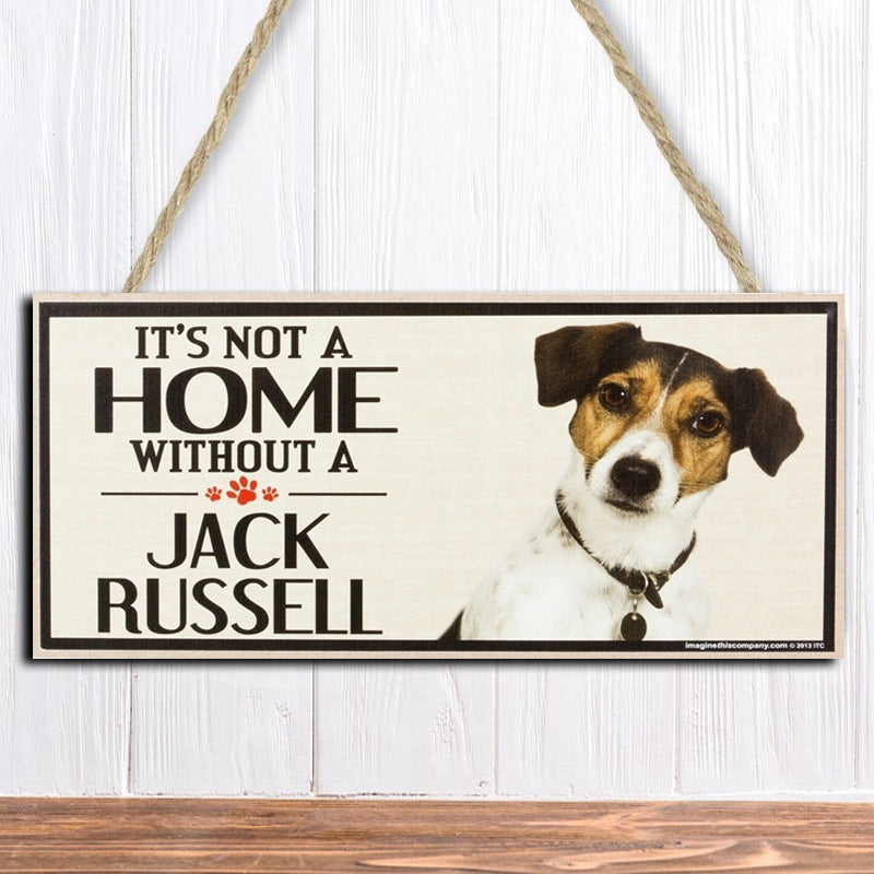 Wooden Dog Pet Hanging Rectangular Decoration