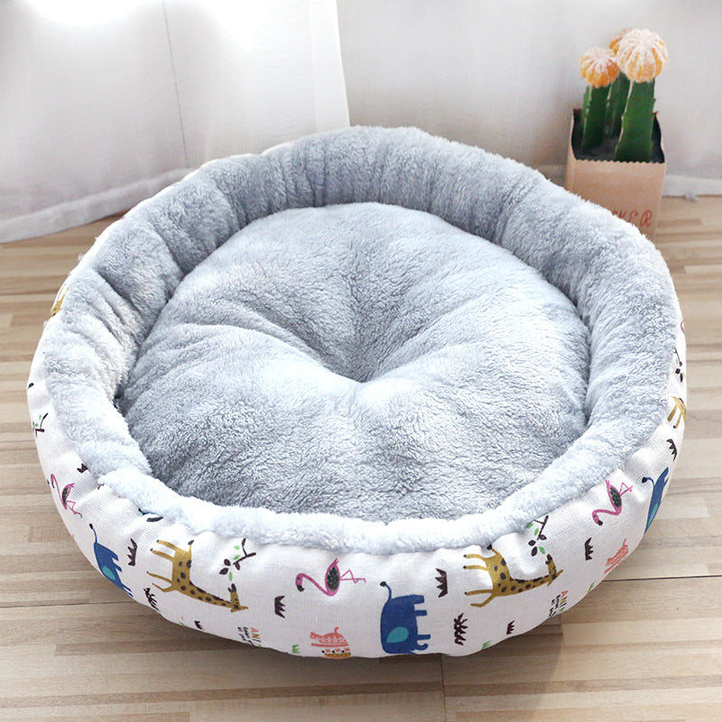 Fuzzy Round Pet Bed