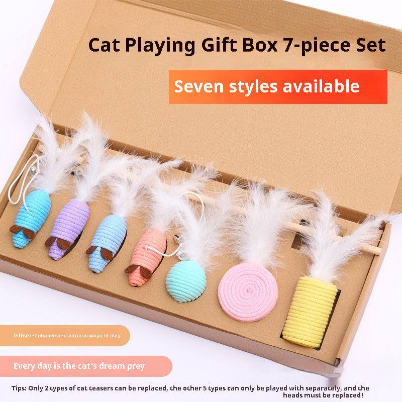 Cat Mouse Toy Gift Set – 7-Piece Cotton String Play Set