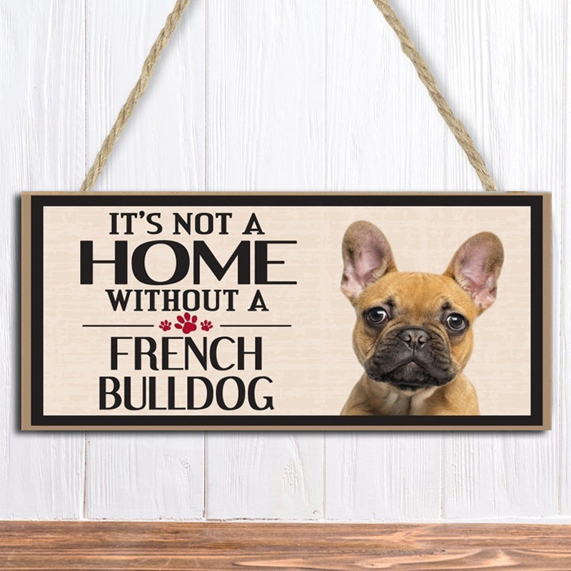 Wooden Dog Pet Hanging Rectangular Decoration
