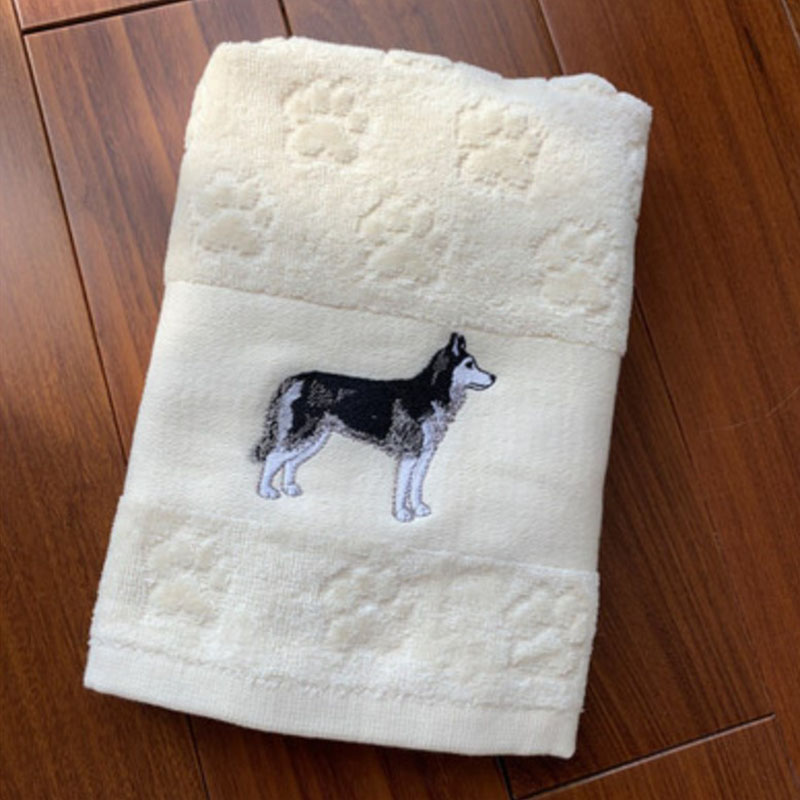 Embroidered Dog Hand Towel