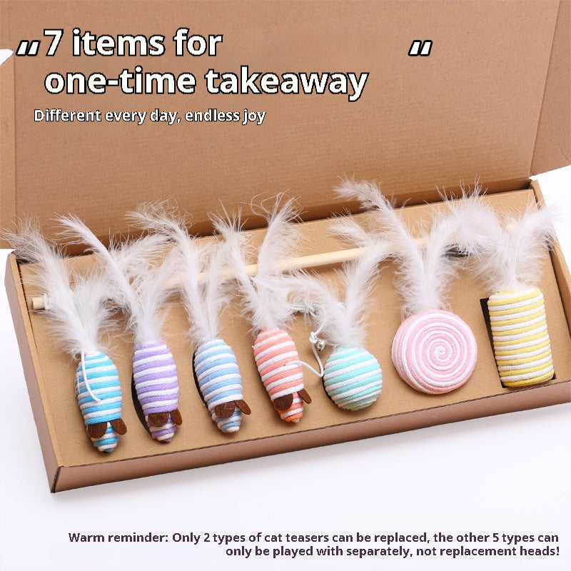 Cat Mouse Toy Gift Set – 7-Piece Cotton String Play Set