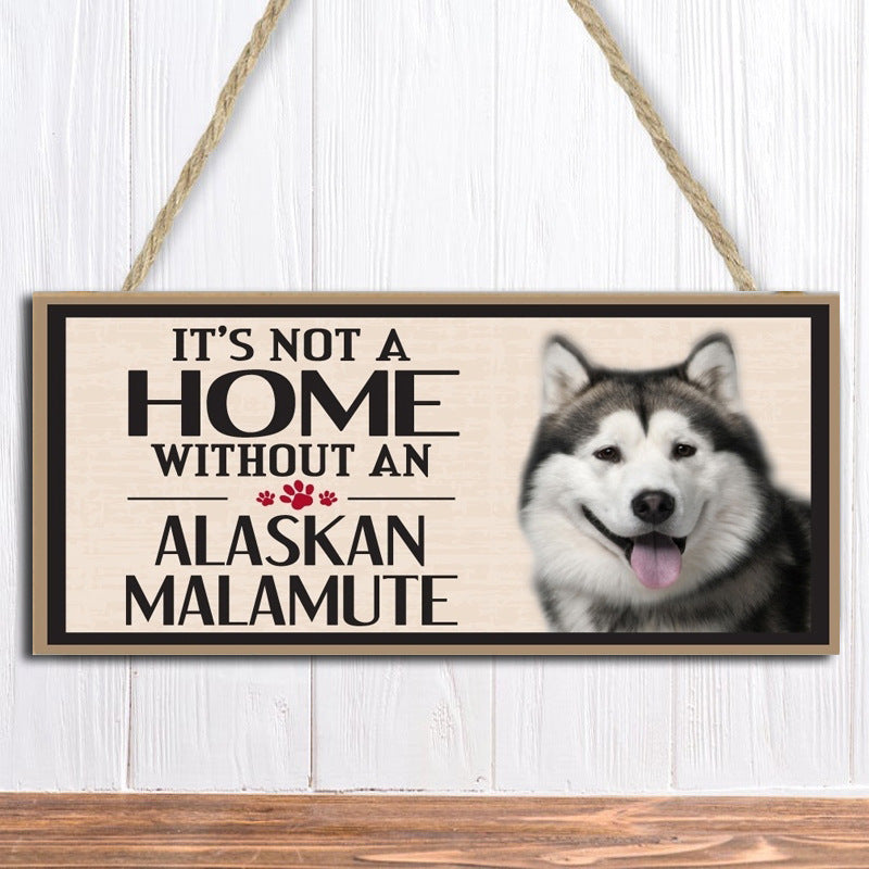 Wooden Dog Pet Hanging Rectangular Decoration