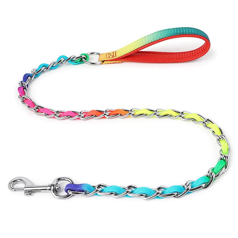 Rainbow Dog Leash w/Chain
