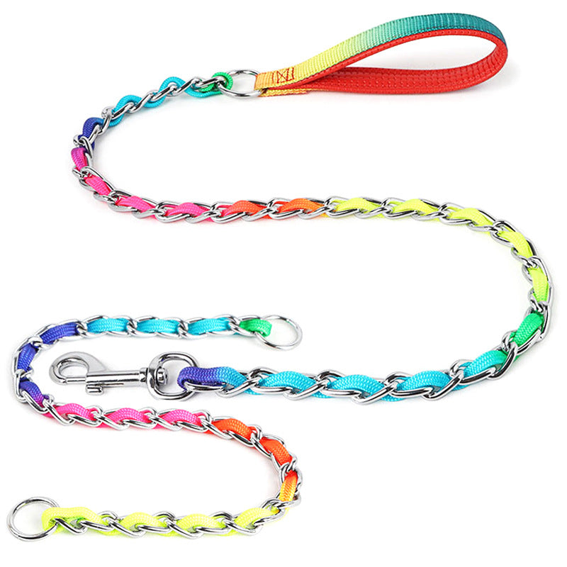 Rainbow Dog Leash w/Chain