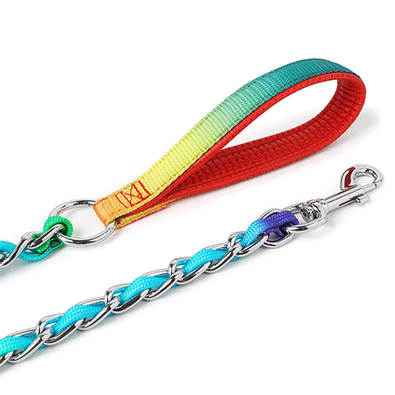Rainbow Dog Leash w/Chain