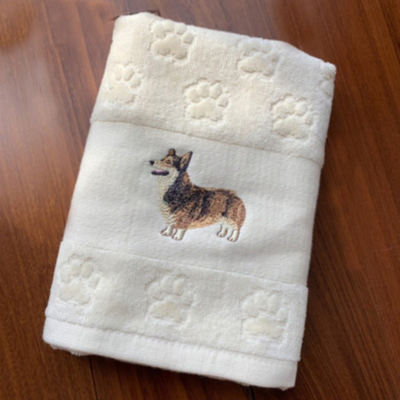 Embroidered Dog Hand Towel