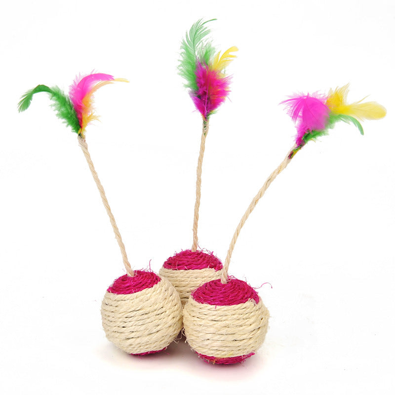 Cat Sisal Shuttlecock Toy – Feather & Sisal Chew Toy for Cats