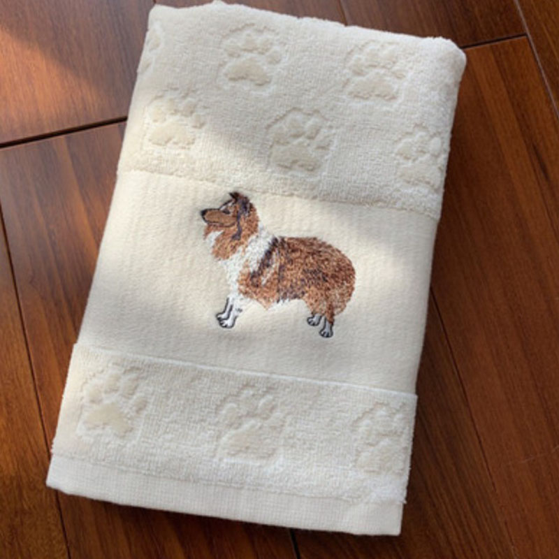 Embroidered Dog Hand Towel