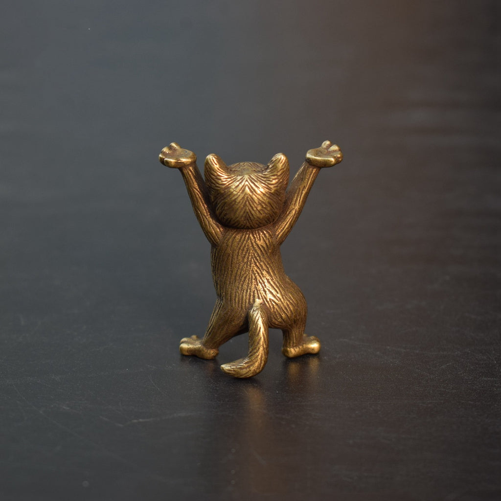 Small Copper Cat Antique Handicraft Ornaments