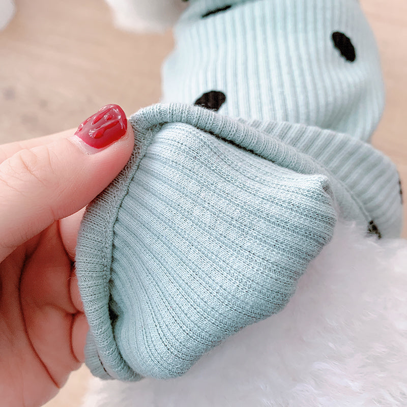Ribbed Dog Turtleneck with Polka Dot Pattern