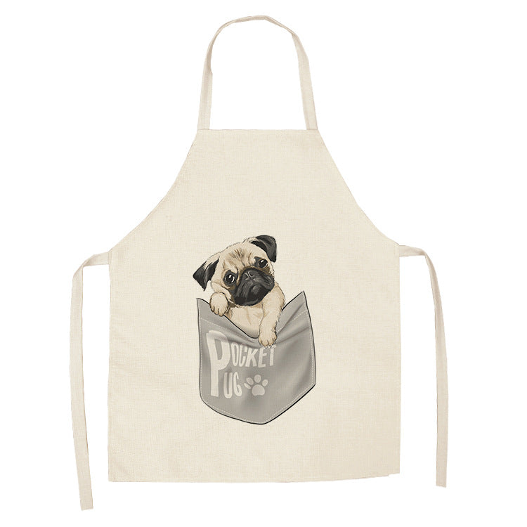 Cotton and linen cartoon dog apron