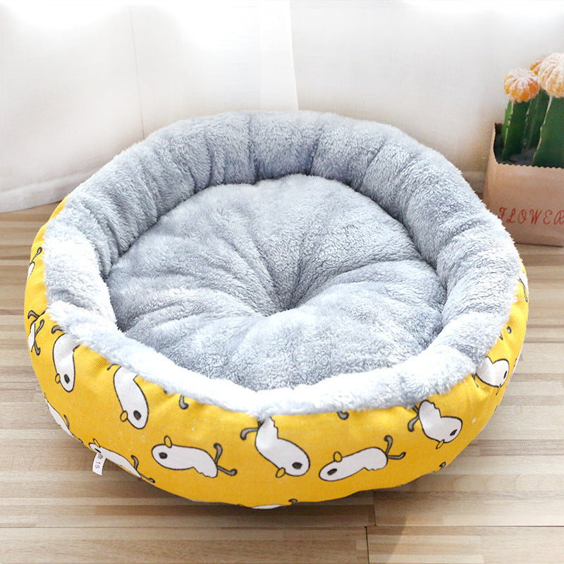 Fuzzy Round Pet Bed