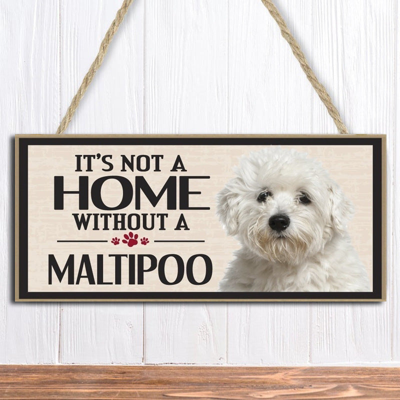 Wooden Dog Pet Hanging Rectangular Decoration