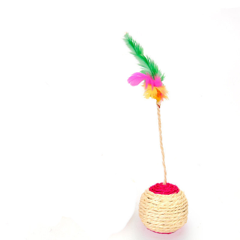 Cat Sisal Shuttlecock Toy – Feather & Sisal Chew Toy for Cats
