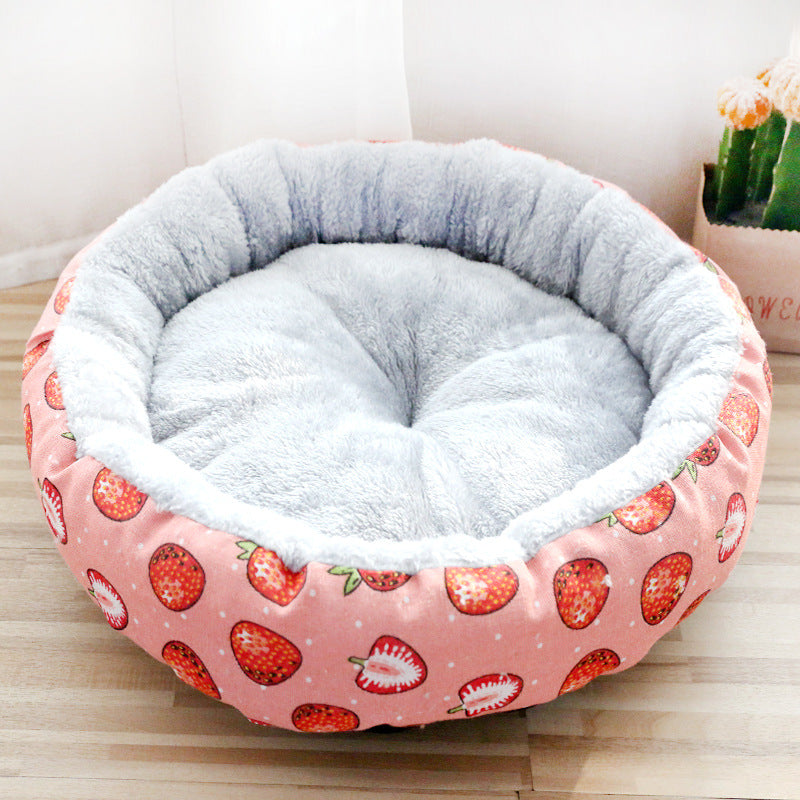 Fuzzy Round Pet Bed