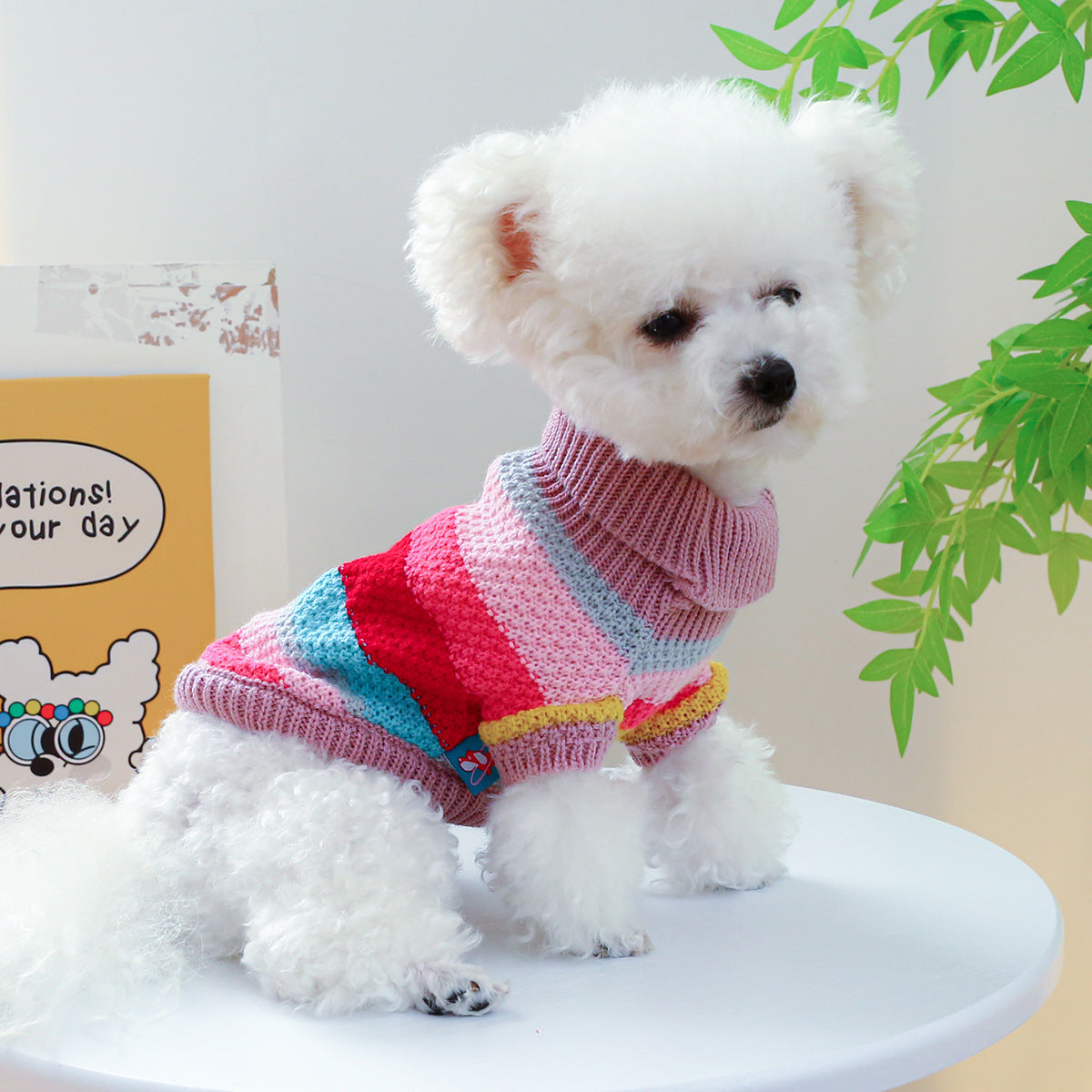Multicolor Striped Dog Sweater
