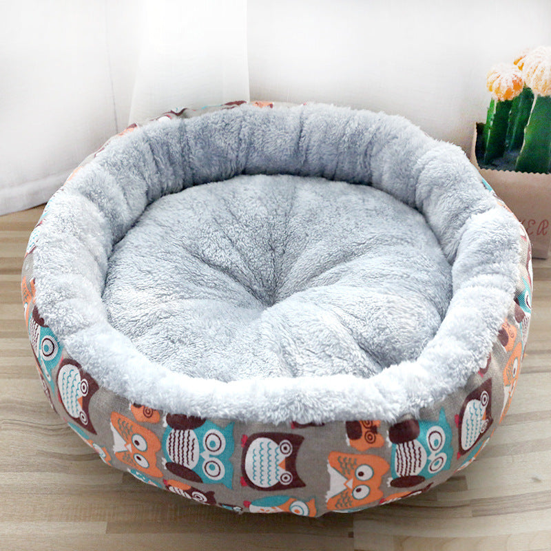 Fuzzy Round Pet Bed