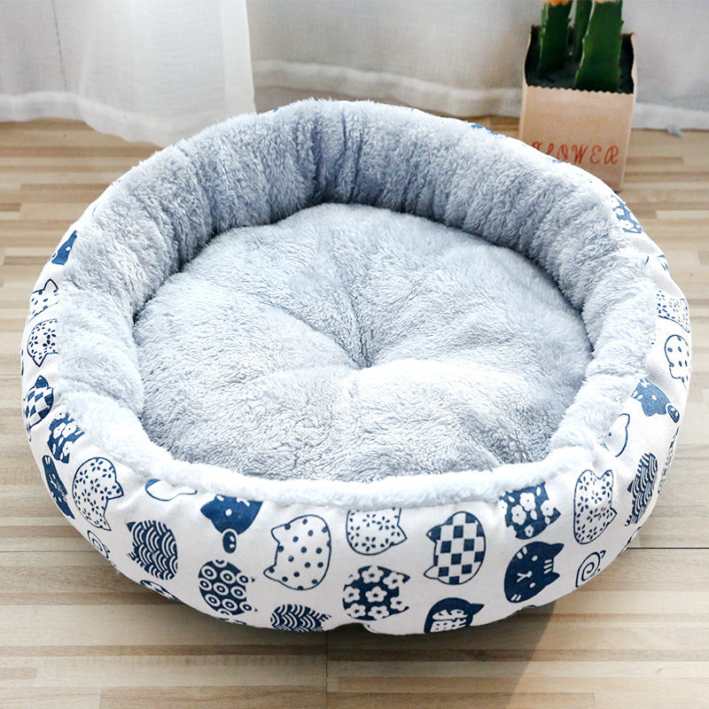 Fuzzy Round Pet Bed