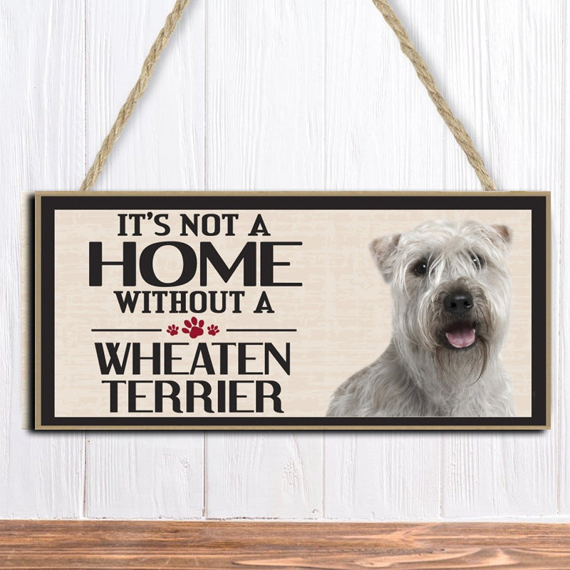 Wooden Dog Pet Hanging Rectangular Decoration