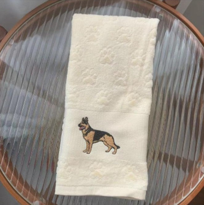 Embroidered Dog Hand Towel
