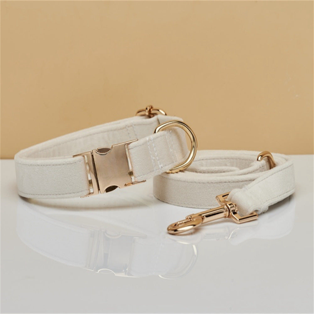 Velvet Personalized Dog Collar Leash Set With Bow