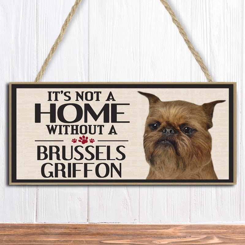 Wooden Dog Pet Hanging Rectangular Decoration