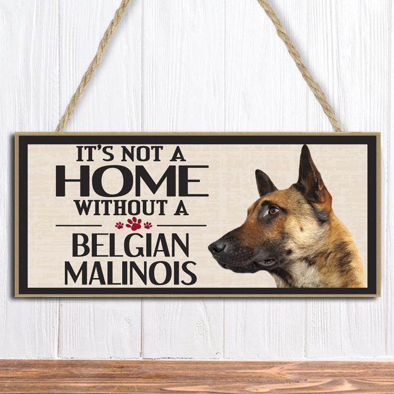 Wooden Dog Pet Hanging Rectangular Decoration