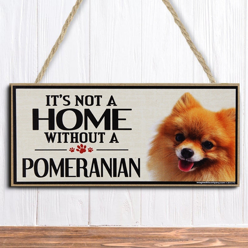 Wooden Dog Pet Hanging Rectangular Decoration