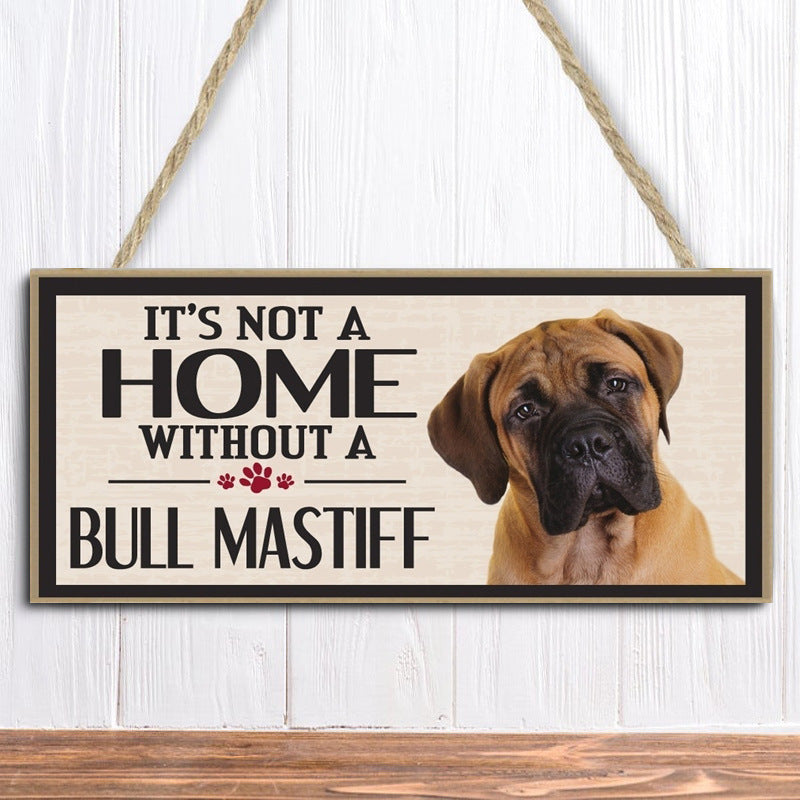 Wooden Dog Pet Hanging Rectangular Decoration