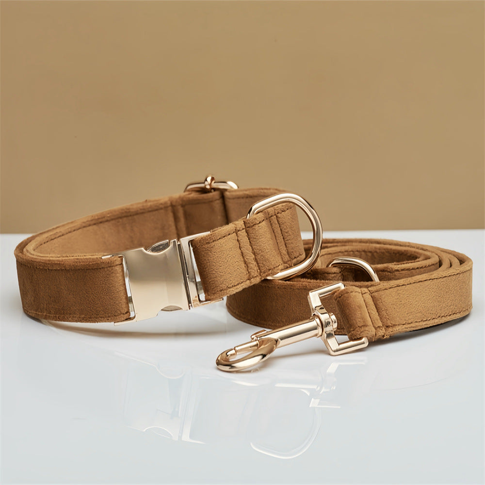 Velvet Personalized Dog Collar Leash Set With Bow