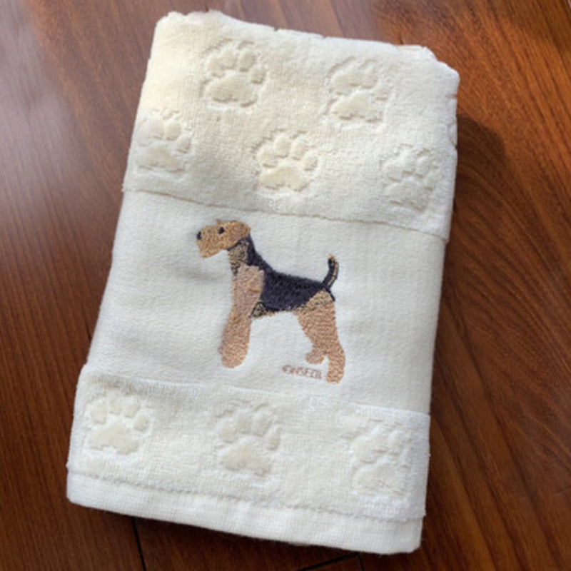 Embroidered Dog Hand Towel