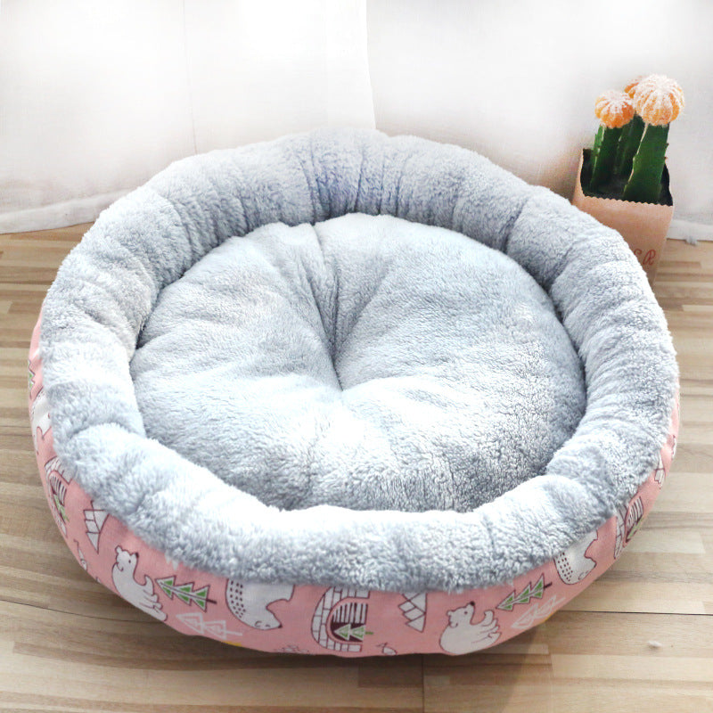 Fuzzy Round Pet Bed