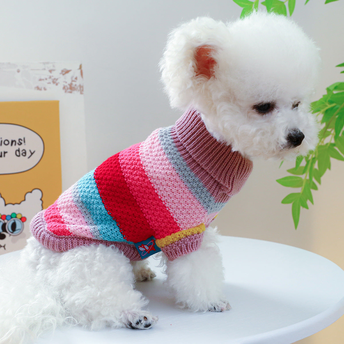 Multicolor Striped Dog Sweater