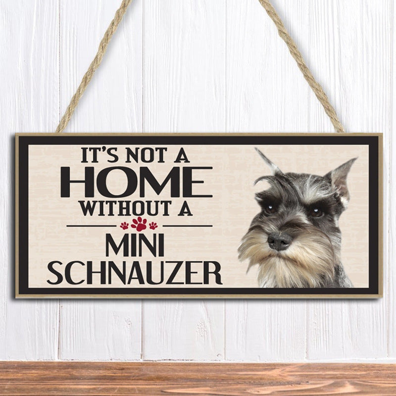 Wooden Dog Pet Hanging Rectangular Decoration