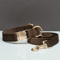 Velvet Personalized Dog Collar Leash Set With Bow