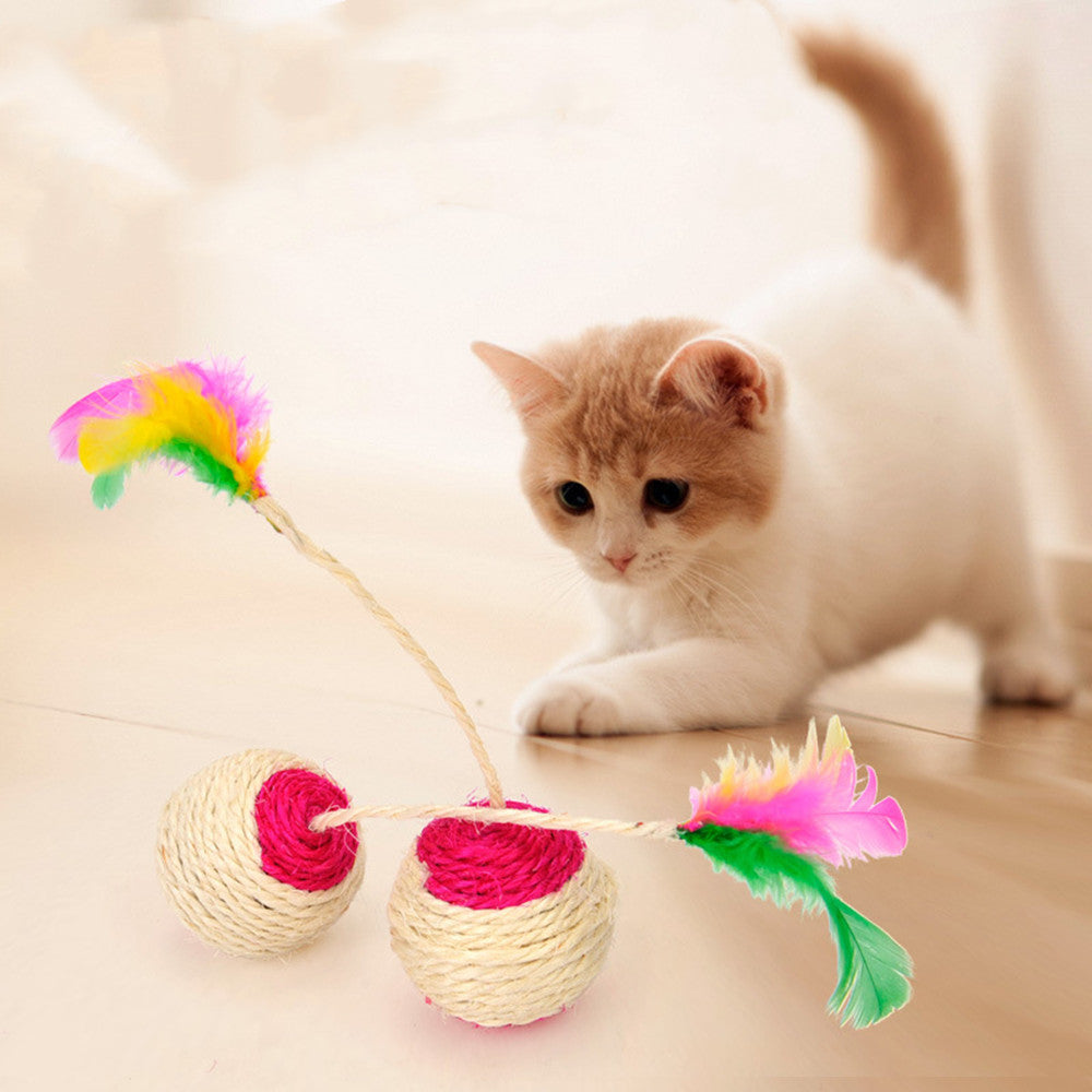 Cat Sisal Shuttlecock Toy – Feather & Sisal Chew Toy for Cats
