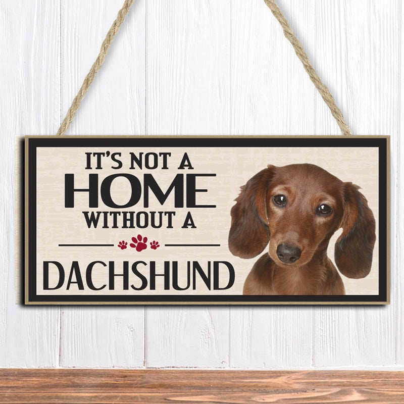 Wooden Dog Pet Hanging Rectangular Decoration