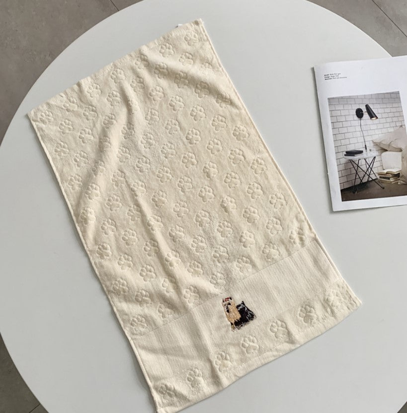 Embroidered Dog Hand Towel