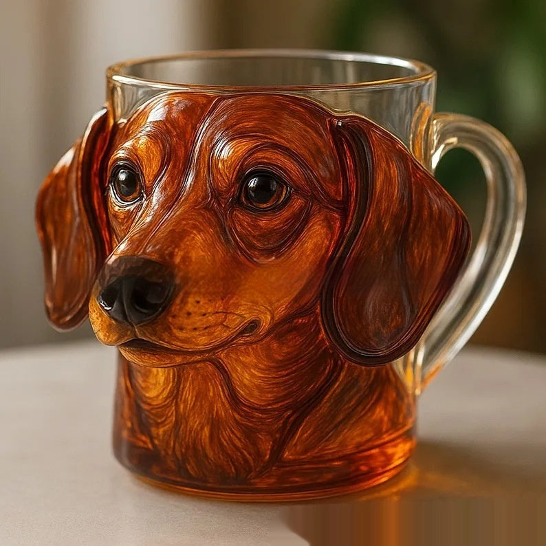 3D Dog Face Glass