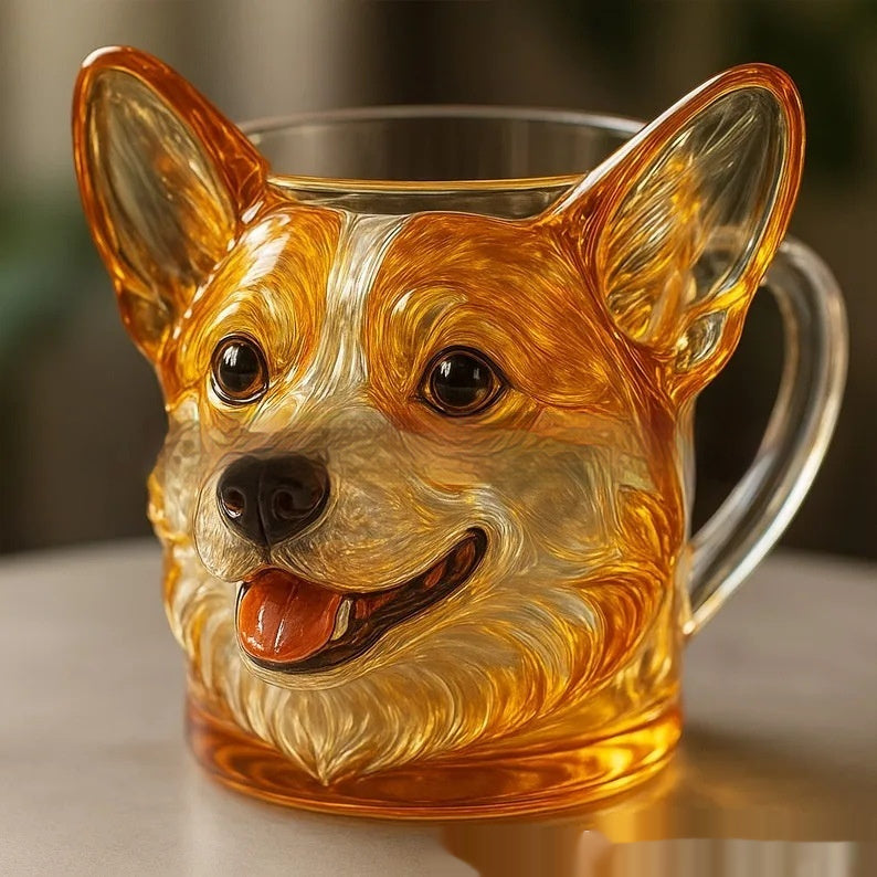3D Dog Face Glass
