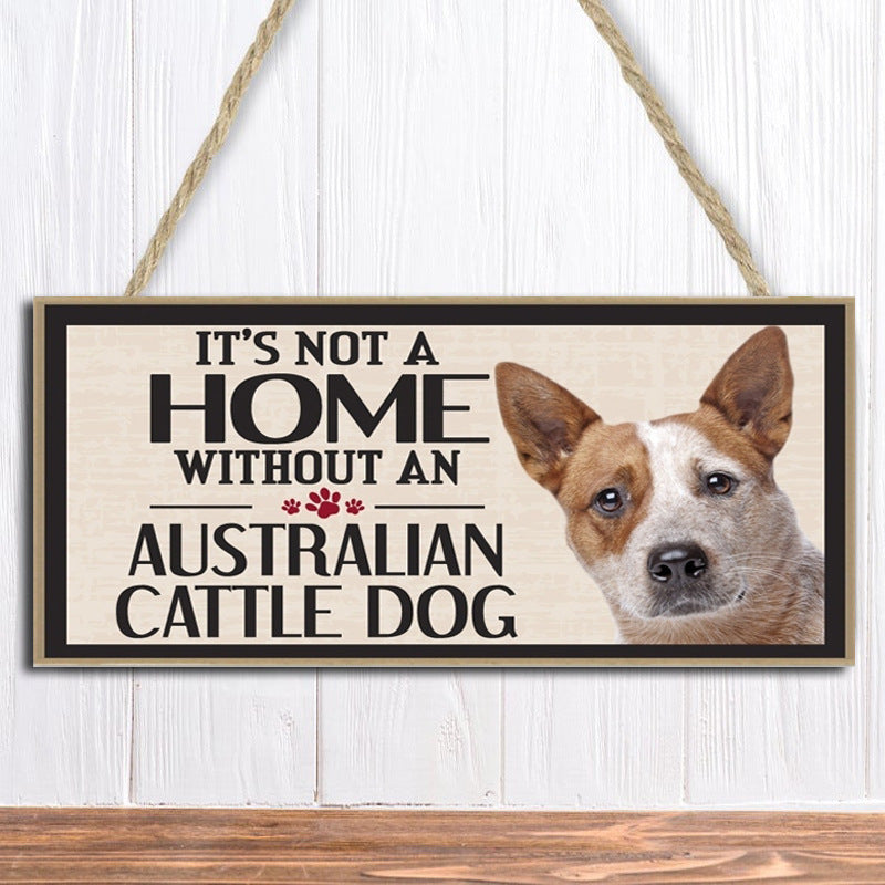 Wooden Dog Pet Hanging Rectangular Decoration