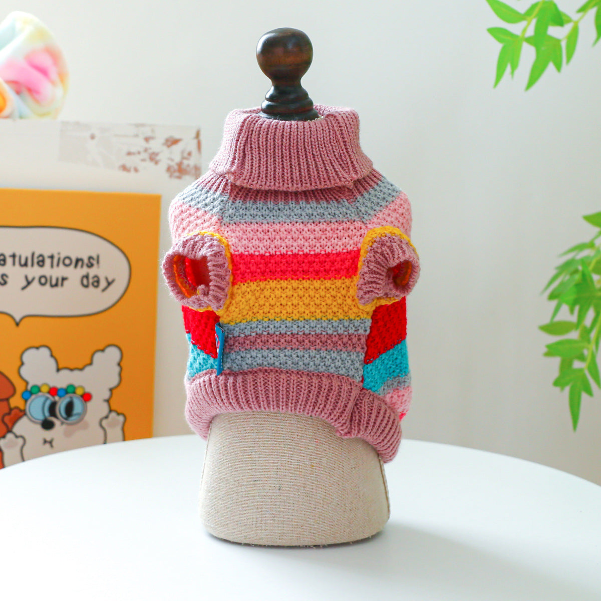 Multicolor Striped Dog Sweater