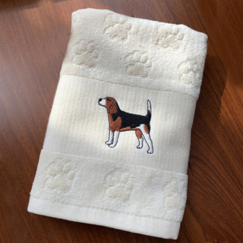 Embroidered Dog Hand Towel